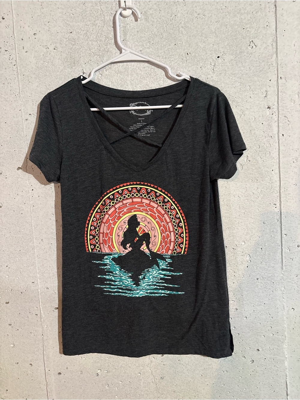Official Disney The Little Mermaid Ariel Graphic T-Shirt Criss-Cross Neck